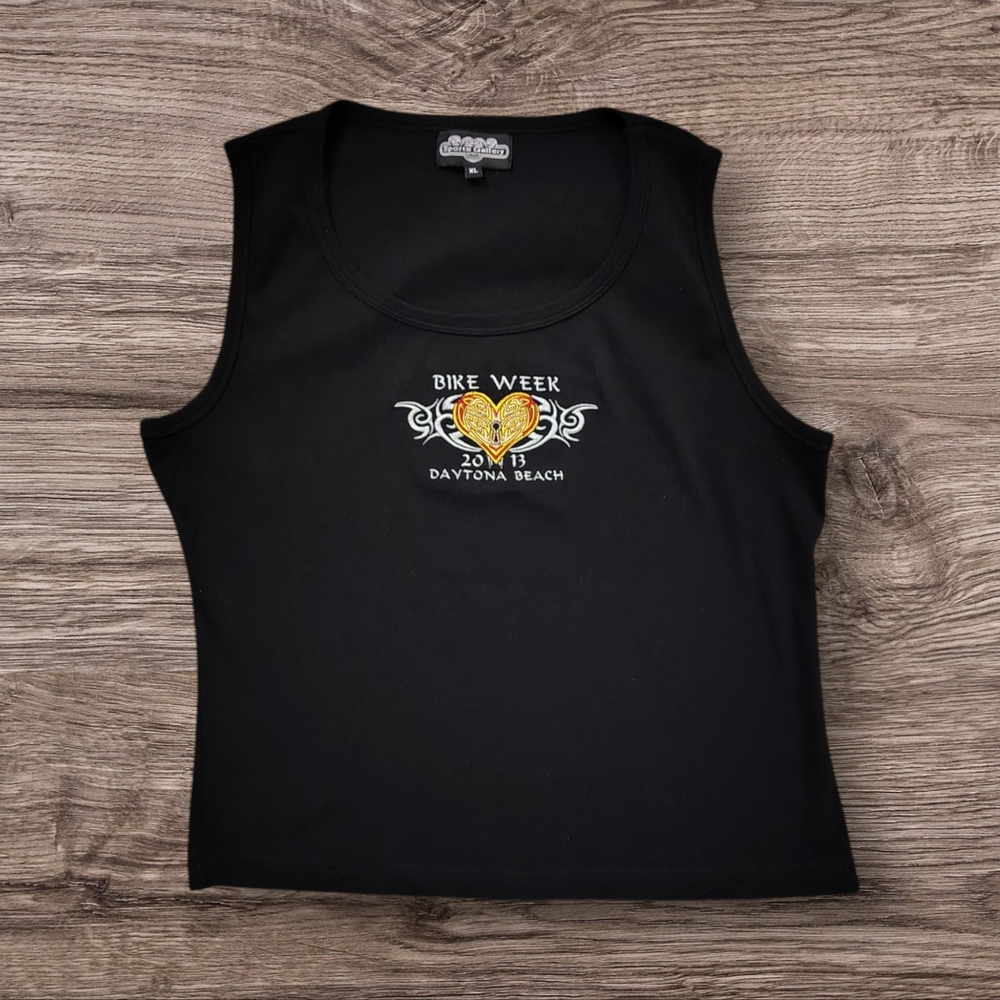 Black Sleeveless Top with Embroidered Design